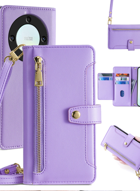 适用华为荣耀X9A手机壳斜挎Honor X9B全包镜头X9C翻盖皮套X8防摔保护套真皮5G背带挂绳X7A钱包式X6卡夹新款5G