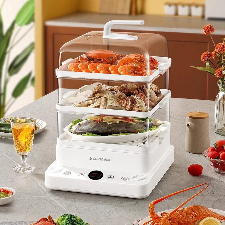 志高电蒸锅家用三层多功能24L电一体可视透明智能蒸锅蒸笼大容量