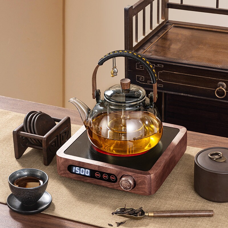 进口胡桃木电陶炉煮茶器全自动玻