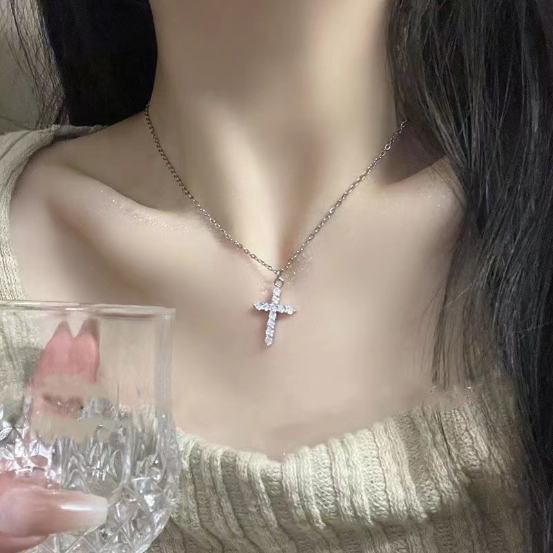 十字架项链女轻奢小众精致叠戴