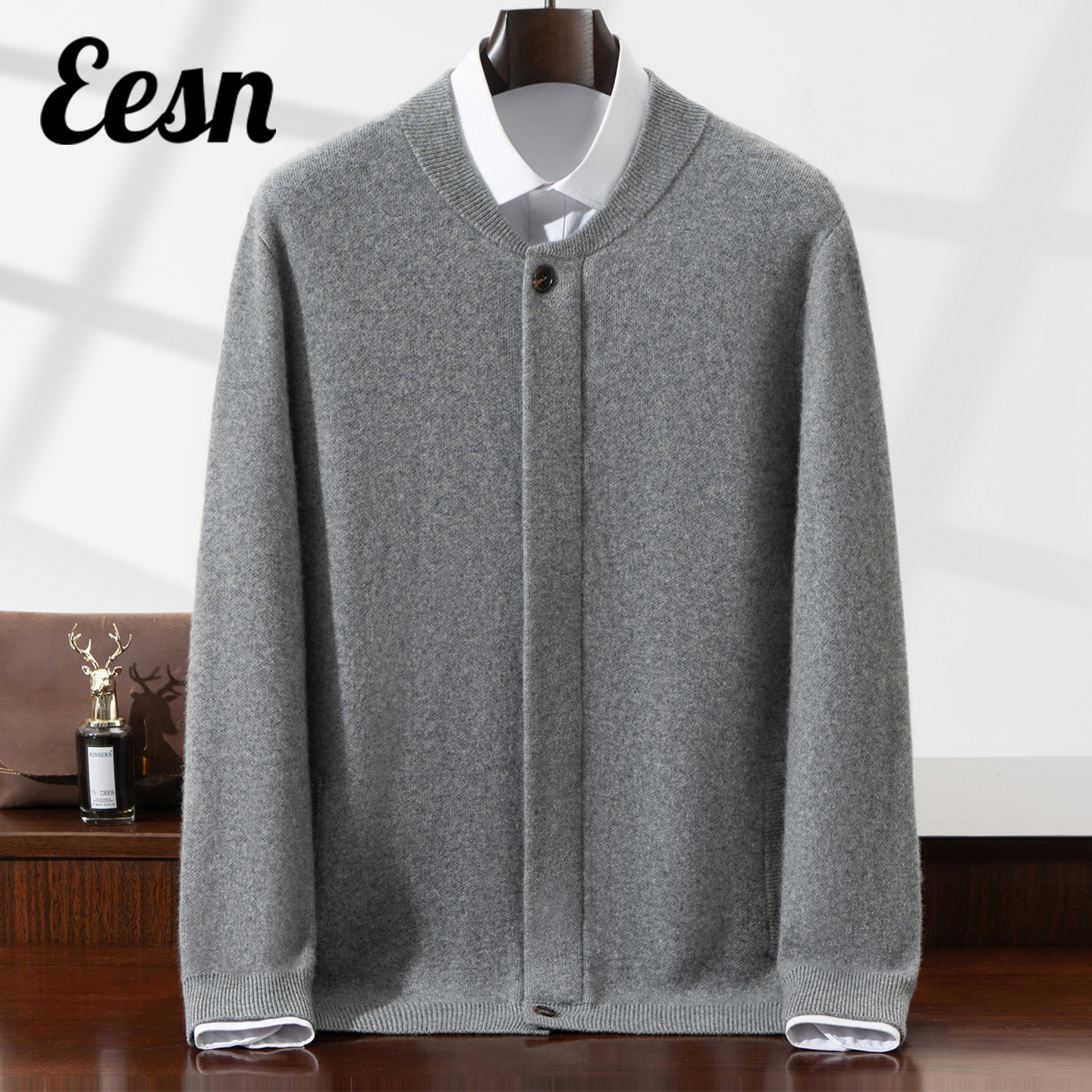 重磅加厚半高领隐藏式拉链开衫男