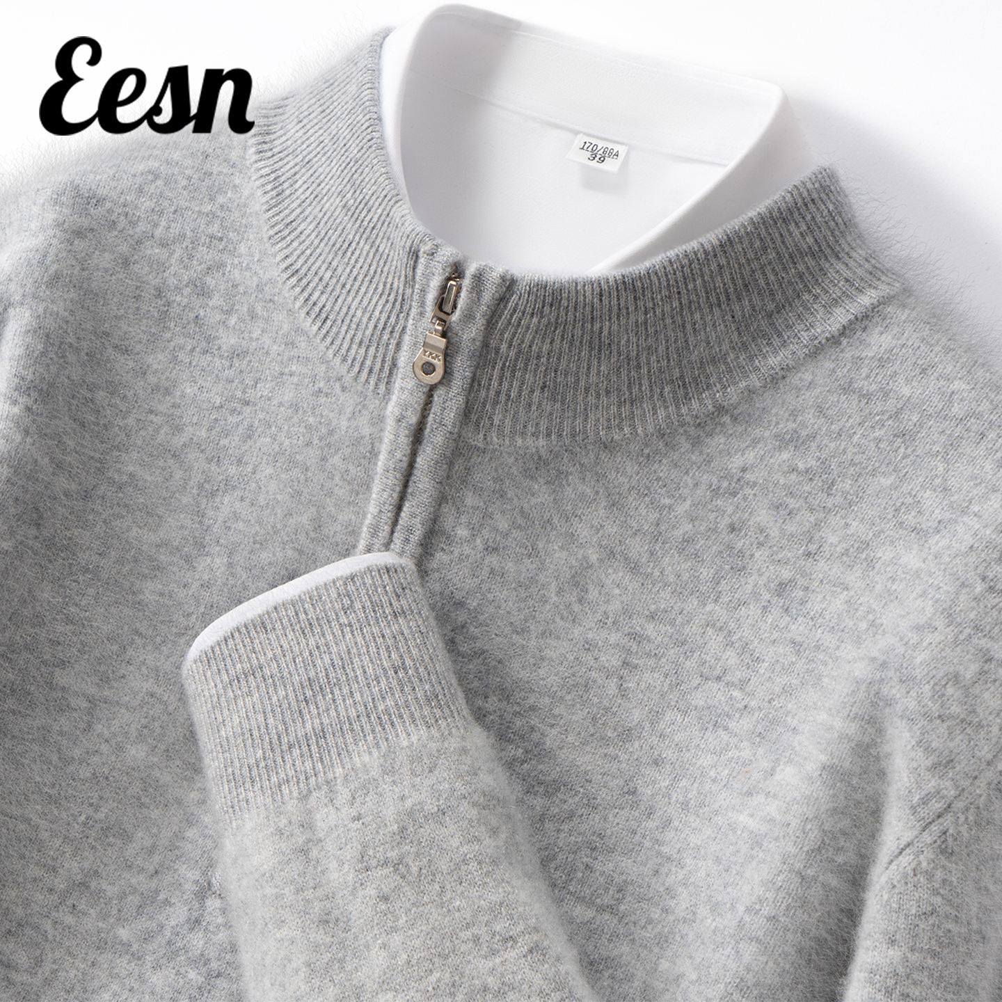 半高领拉链针织套头山羊绒衫上衣