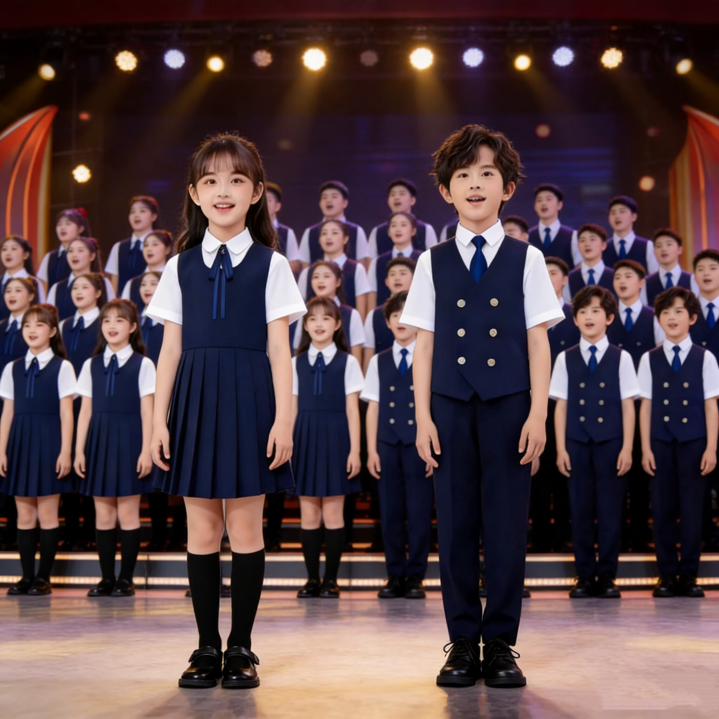 儿童学院风演出服男女童合唱表演礼服中小学生诗朗诵歌咏比赛服装
