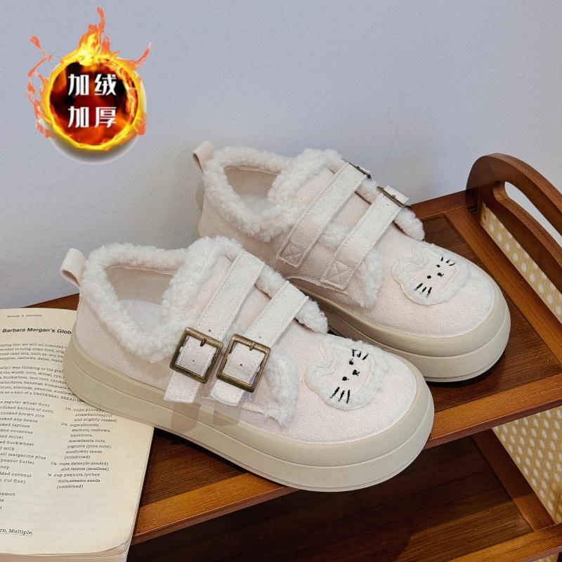 秋冬款棉鞋女加绒鞋子女小白鞋