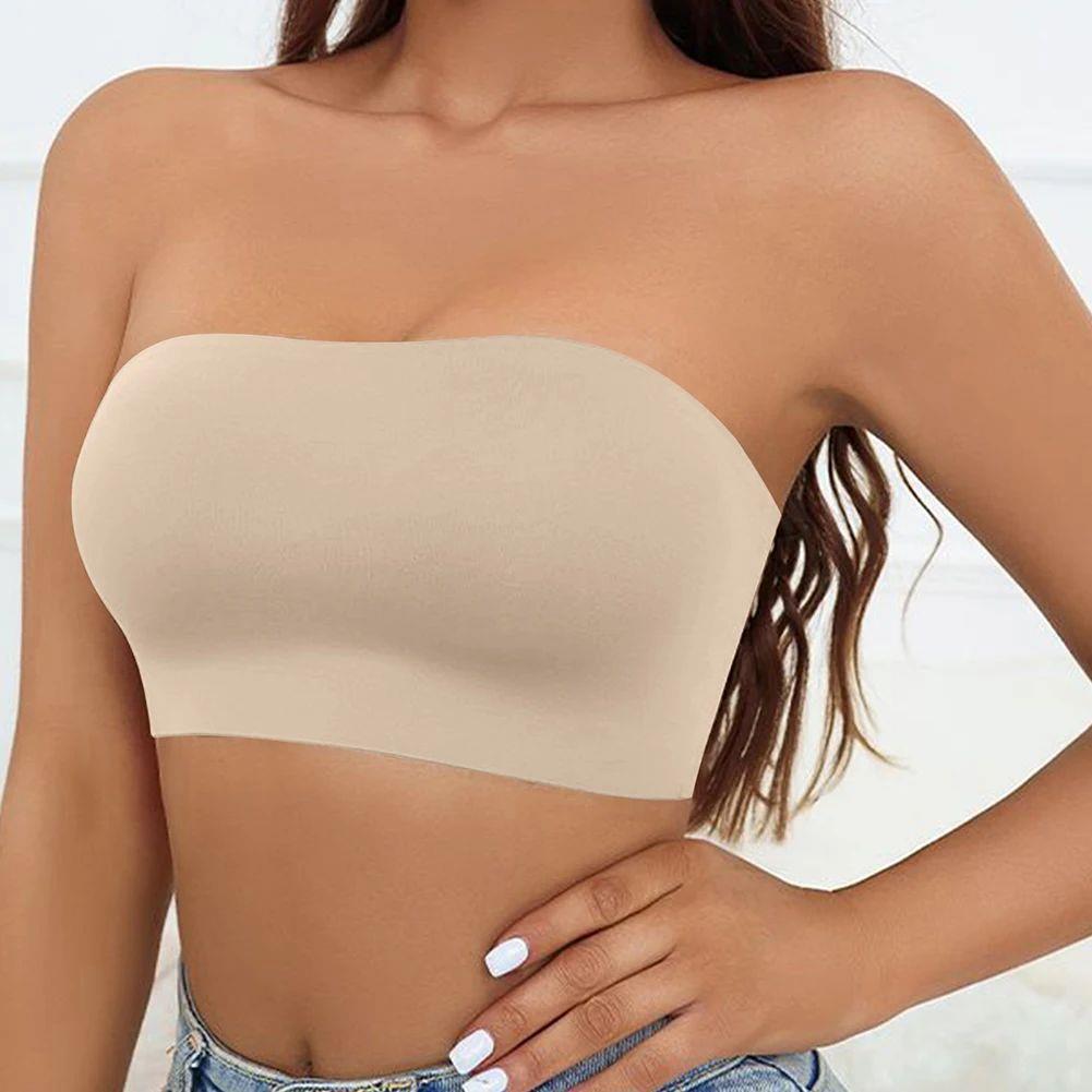 Women Tube Strapless Bra Chest Wrap Bandeau Unlined