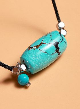 原创绿松石吊坠简约小众项链