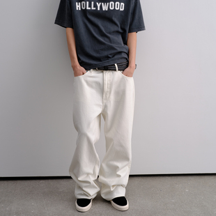 Brokenonyx 美国CONE原胚冷漂极简白色绿松石镶嵌牛仔裤