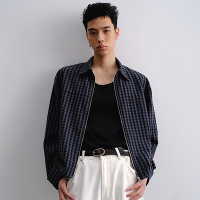 Brokenonyx 雾灰蓝进口羊毛混纺廓形短宽夹克