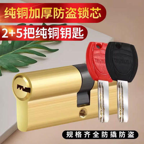 全铜防盗锁锁芯，铜芯带8把钥匙