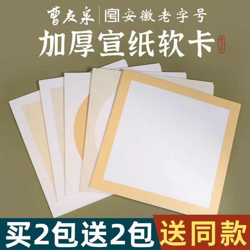 曹友泉加厚生宣纸卡纸国画作品纸长方形圆形镜片扇面软卡熟宣工笔