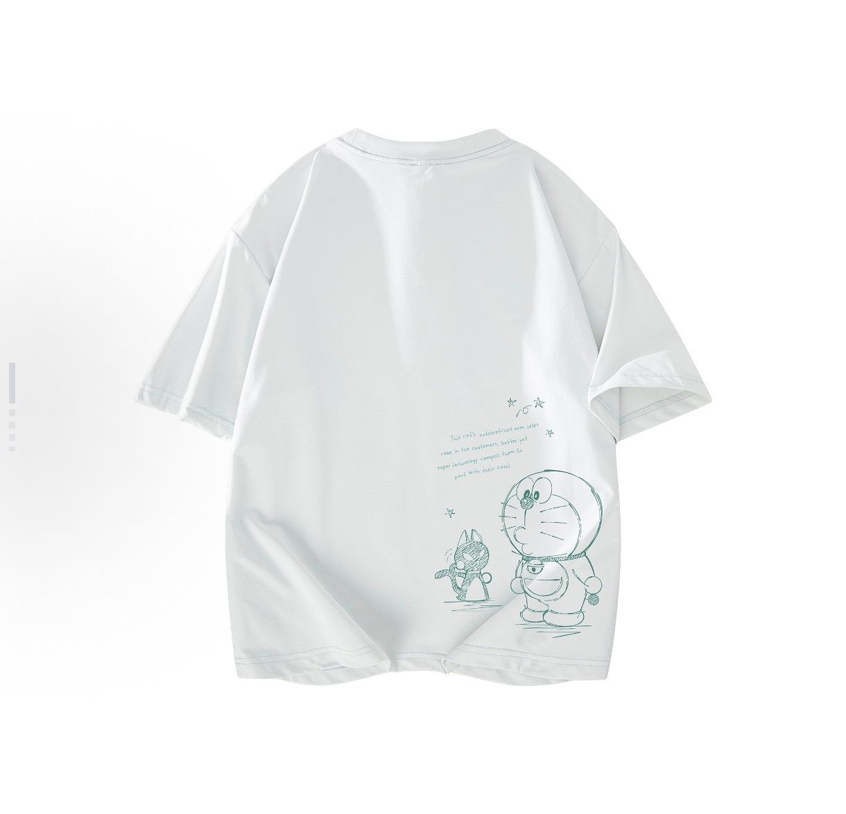 Doraemon哆啦A梦 卡通机器猫漫画铅笔绘线稿图案印花短袖T恤 男女