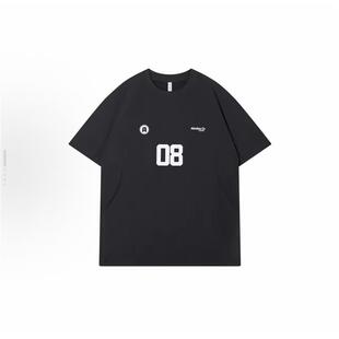 OWOX 美式复古运动风字母套头圆领宽松短袖T恤 男女同款