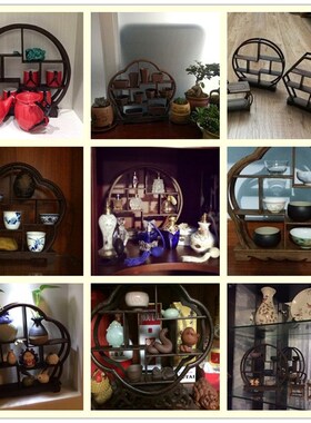 红木小博古架客厅l创意电视柜家居饰品实木质工艺品酒柜装饰品摆