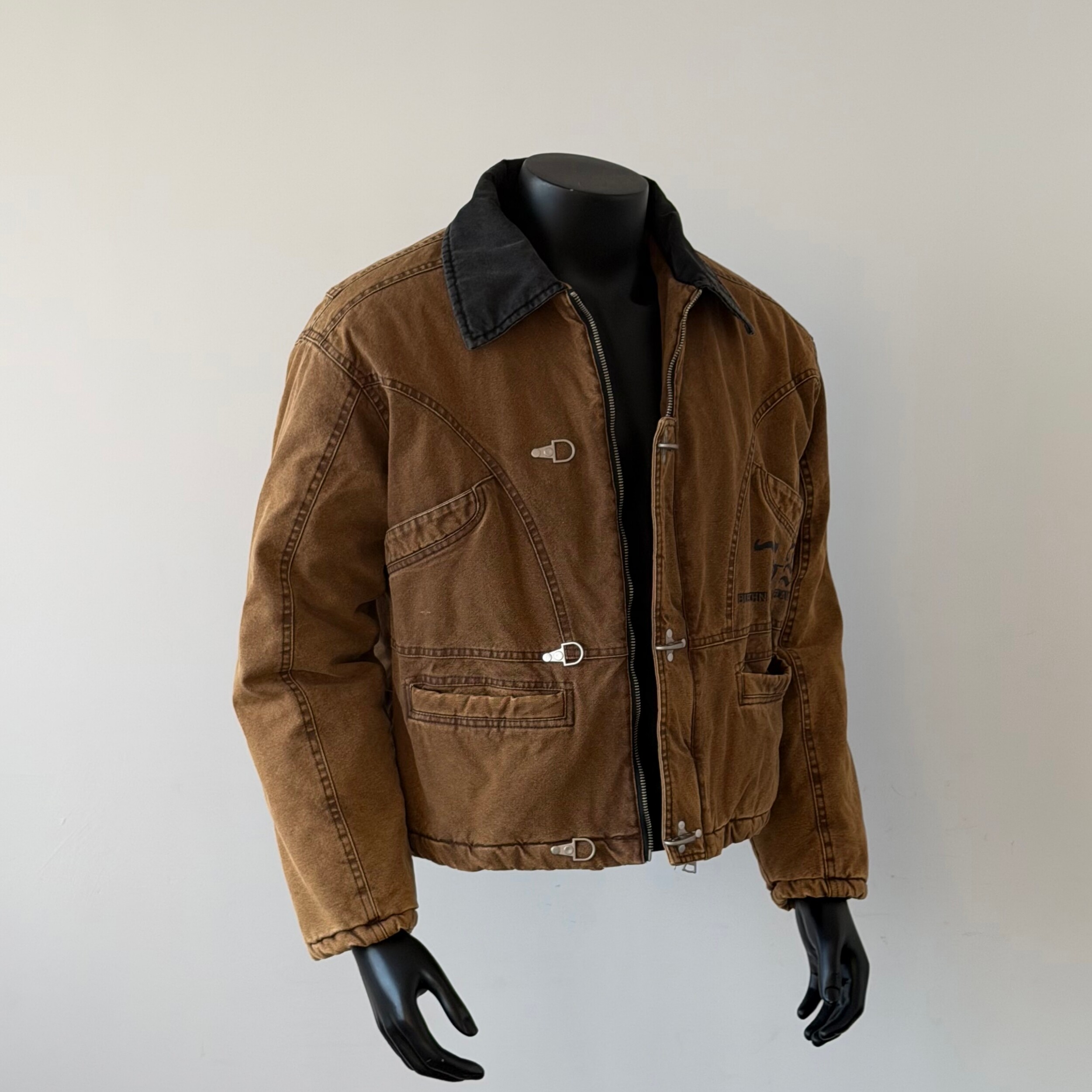 HFB美式短宽水洗牛仔棉服外套男