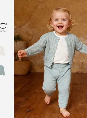 Ryleecru商场同款女童钩花毛衣针织百搭纯色空调衫针织衫RC童装