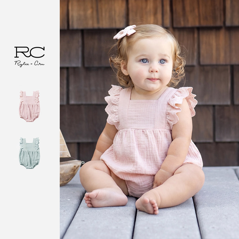 Ryleecru童装商场同款婴儿连体衣婴幼儿衣服爬服RC包屁衣包臀衣夏