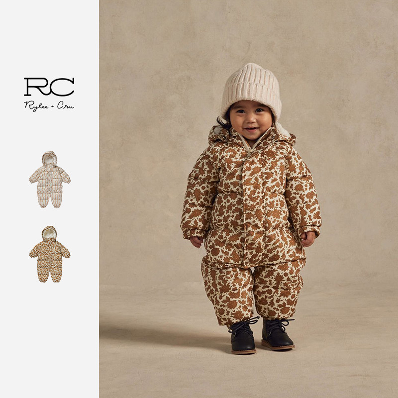 RyleeCru正品rc小童儿童印花连体棉服冬季保暖时尚加厚宝宝连体服