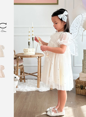 Ryleecru商场同款女童网纱亮片连衣裙RC童装蝴蝶结翅膀配饰