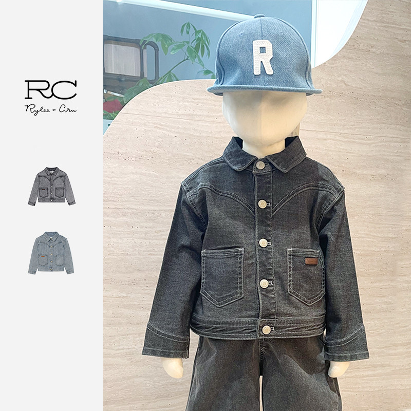 Ryleecru童装商场同款男女童外套潮流牛仔夹克上衣外套RC春款童装