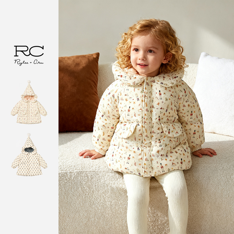 RyleeCru官方正品女童羽绒服宝宝加厚中长款外套25冬2上新