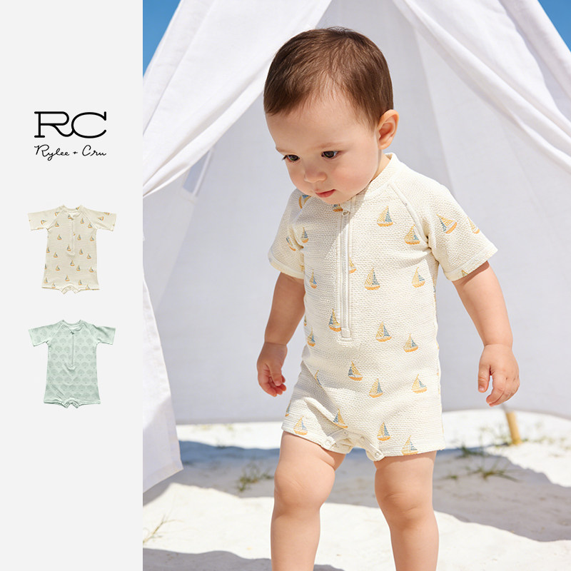 RyleeCru官方正品婴小童连体泳衣短袖印花拉链泳装26新款线上专享