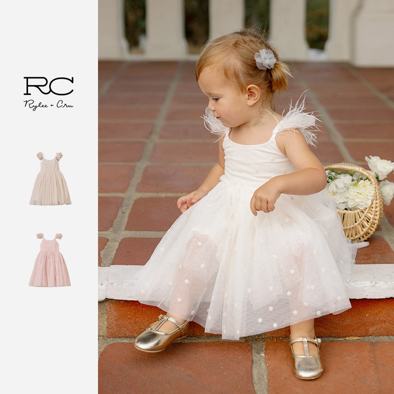 Ryleecru商场同款女童连衣裙网纱吊带裙女宝礼服公主裙25夏新款