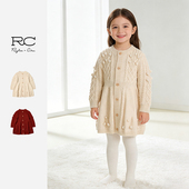 RC童装 新年红 新品 商场同款 女童连衣裙女宝针织毛衣裙含羊毛冬季