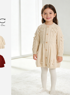 RC童装商场同款女童连衣裙女宝针织毛衣裙含羊毛冬季新品新年红