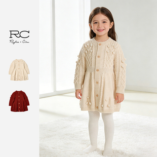 RC童装商场同款女童连衣裙女宝针织毛衣裙含羊毛冬季新品新年红