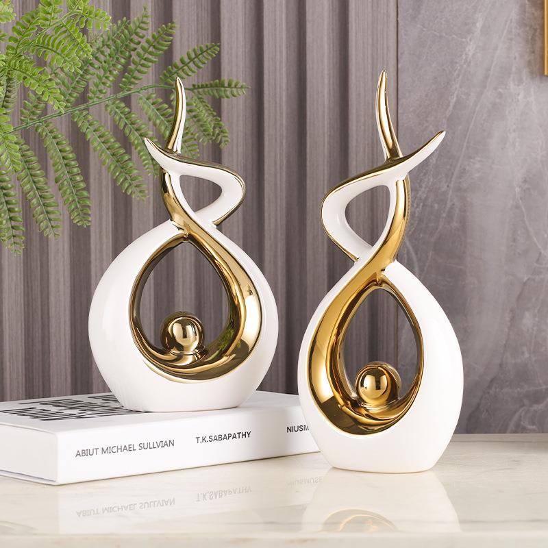 高级抽象轻奢陶瓷摆件客厅电视柜玄关博古架陶瓷装饰工艺品