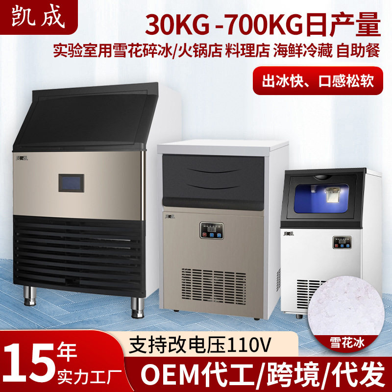 厂家批发全自动雪花颗粒碎冰机 海鲜市场ktv一体式商用雪花制冰机