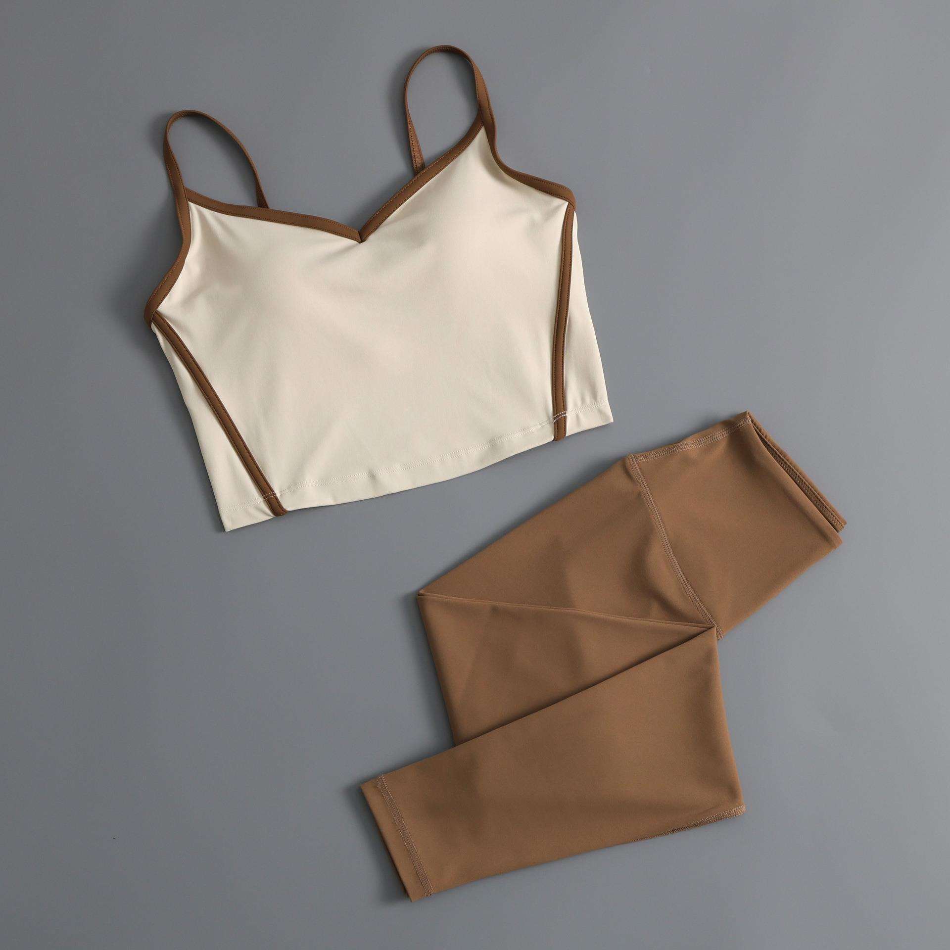 健身套装女时尚网红普拉提拼色聚拢文胸专业健身房跑步训练瑜伽服