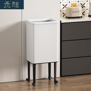 厨房高脚不锈钢垃圾桶家用高级感可移动免弯腰大号大容量客厅