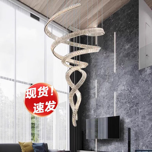 别墅挑空客厅复式楼大吊灯设