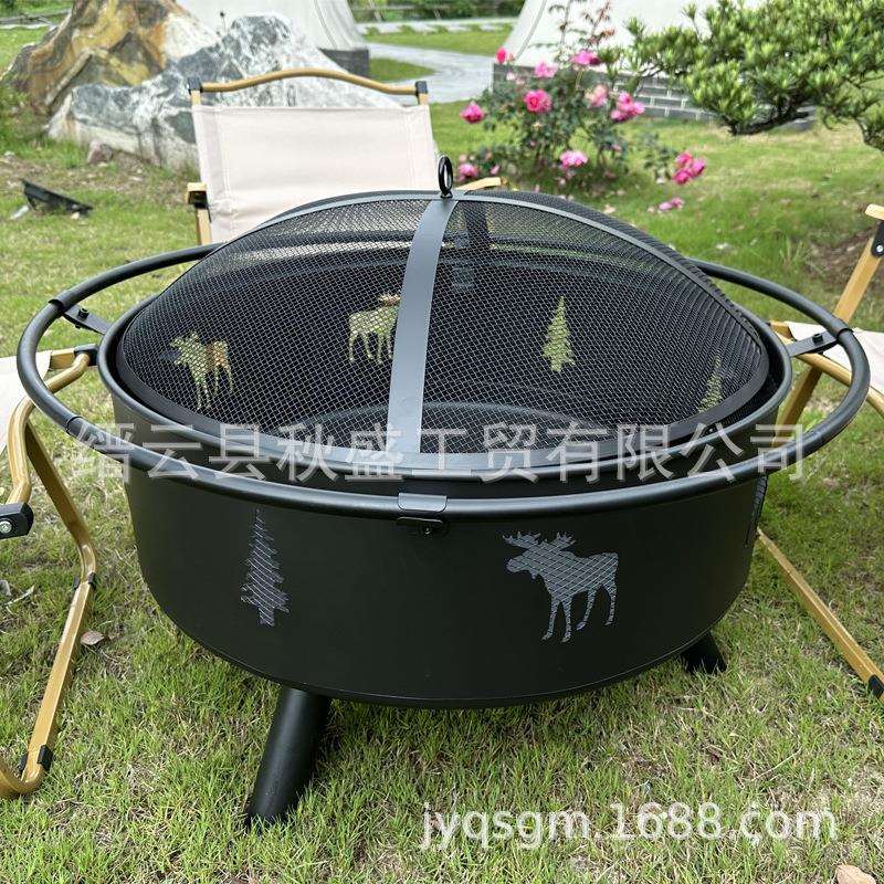 烧烤炉围炉煮茶折无烟架bbq碳露营设备欧美电商方形火盆户外烤炉