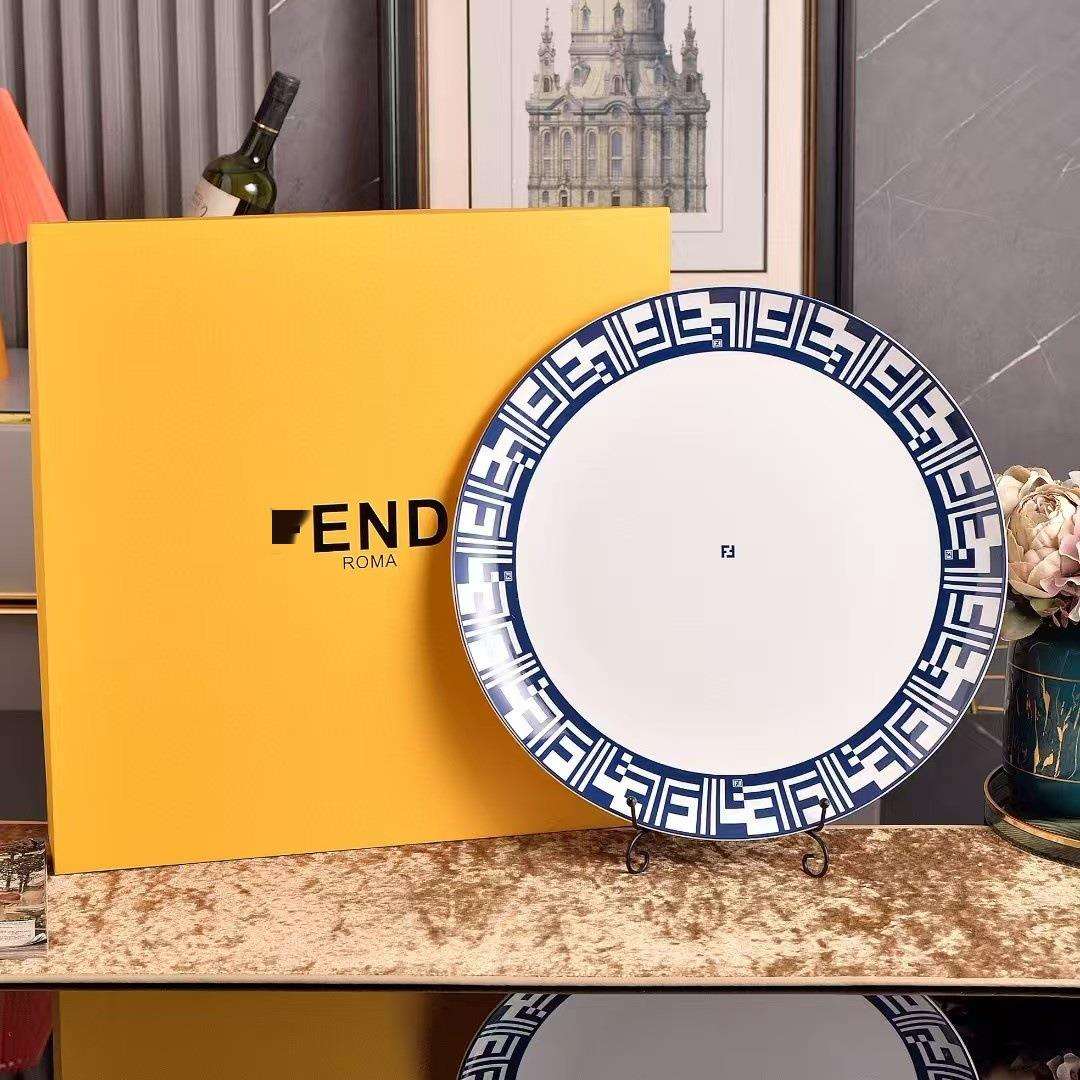 欧式轻奢FD16寸陶瓷餐盘高级感桌面摆盘骨瓷家用下午茶盘水果盘