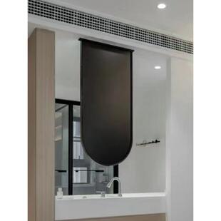 d!天花板拱形悬挂吊镜干区过道吊顶洗手台吊镜悬空镜子带灯铁板卧