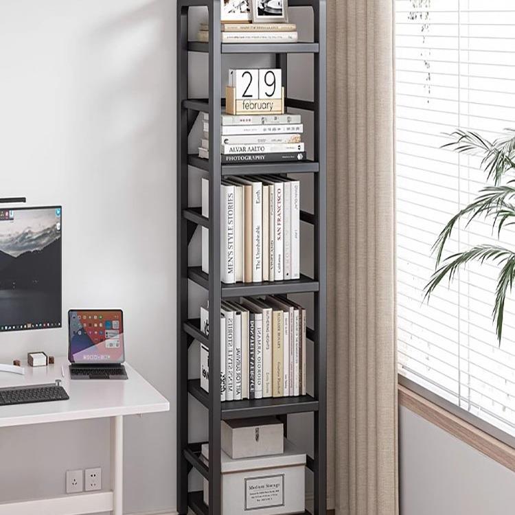 落地多层收纳架书桌旁简易移动小书柜带轮书架置物架夹缝家用架r*