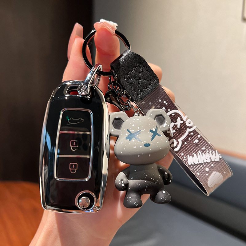 适用改装后配现代汽车折叠插入式启动男士女情侣锁匙扣壳钥匙包套