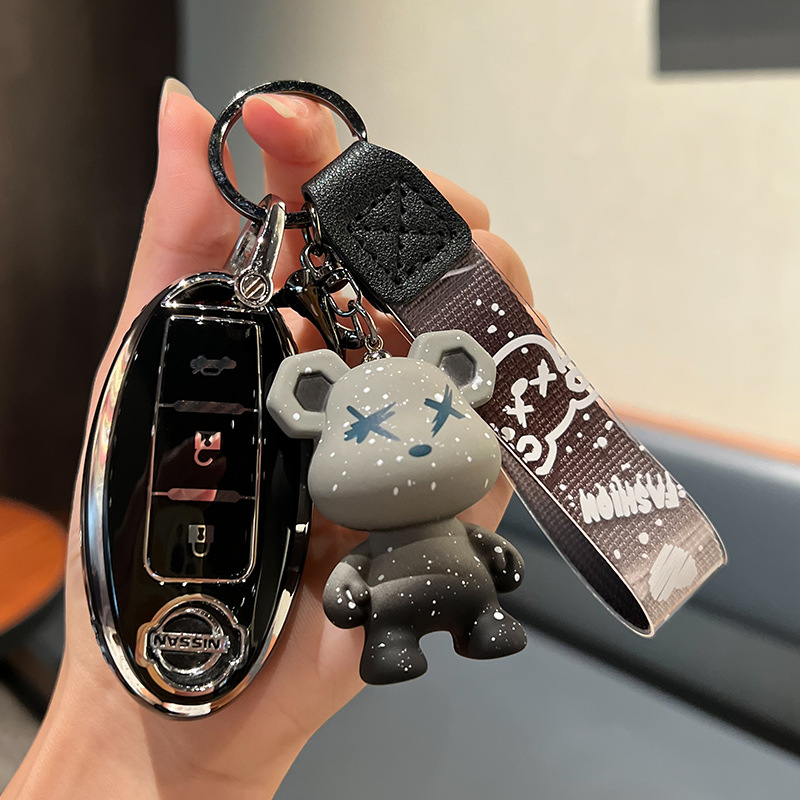 适用日产轩逸蓝鸟天籁小车保护遥控器男士女情侣锁匙扣壳钥匙包套