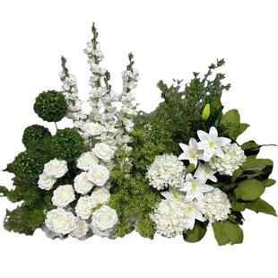 婚庆地排花森系花排千代兰花排订婚宴舞台布置绿白色橱窗装 饰