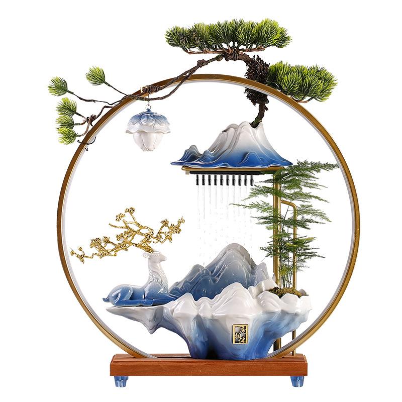 创意水财流水加湿器生财招摆件循环鹿WMI玄关客厅办公室乔迁开业