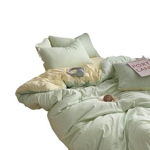 纯色水洗棉被套单件150x200x230cm被罩床上四件套被单三件套床笠