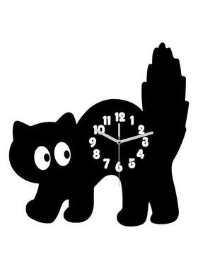 可爱通趣味猫咪创意时钟家音亚克力钟表客30485厅用房间静卡装饰