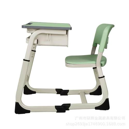 厂家直销学校学生课桌椅法式抽芯弯可升降中空椅板单人双人课桌椅