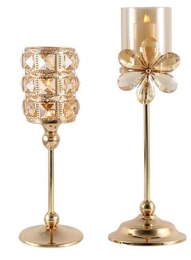 欧式装饰品摆设烛台摆件北欧浪漫烛光晚餐道具轻奢法式水晶蜡烛台