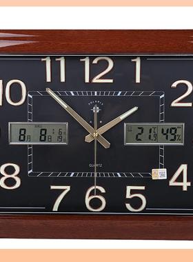 ?夜光F76TS6H5日大挂钟客厅现代简约时尚大气音静钟表石历温度英