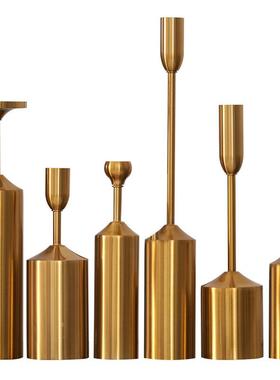 轻奢金色复古摆件家居高级感金属装饰烛台六件套工艺品厂