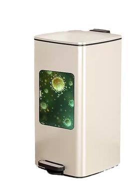 踏轻奢脚生方形薄盖垃圾桶带盖厨房DYA客厅间卧室卫纸篓静音缓降8