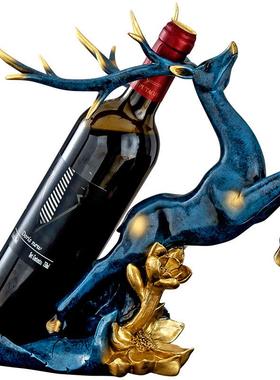 美式麋鹿酒架酒柜装饰品摆件欧式客厅玄关餐厅红酒置物架摆设
